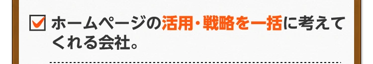ホームページの活用・戦略を一括に考えてくれる会社。