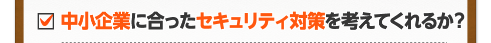 中小企業に合ったセキュリティ対策を考えてくれるか？